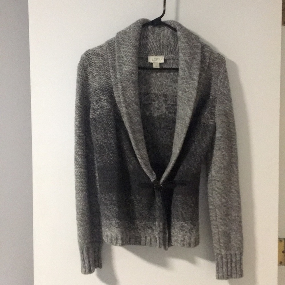 Gray belted sweater